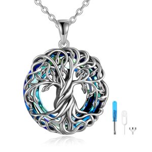 Tree of Life Circle Crystal Urn Necklace