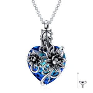 Lotus Crystal Heart Urn Necklace